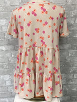 Beige/Pink Floral Top (Small, Medium, Large)