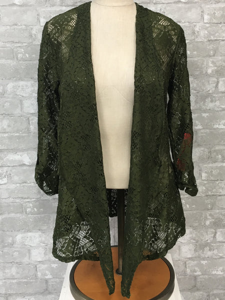 Olive Lace Cardigan (Small)