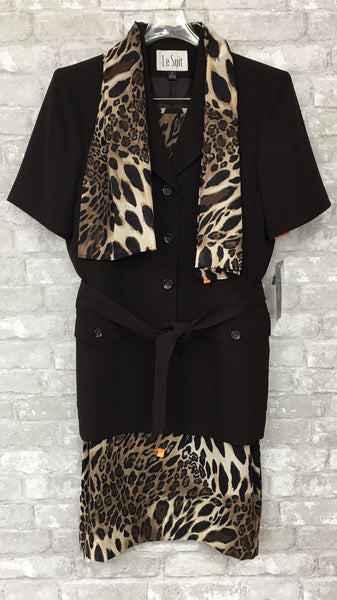 Brown/Tan Animal Print Blazer/Skirt (12)