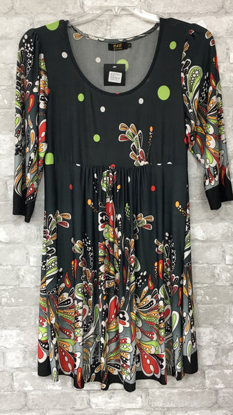 Gray/Multicolor Print Dress (14)