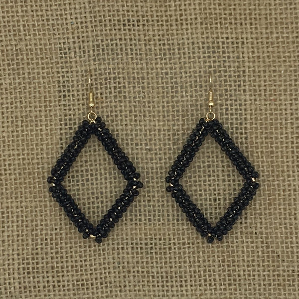 Black Beaded Earrings