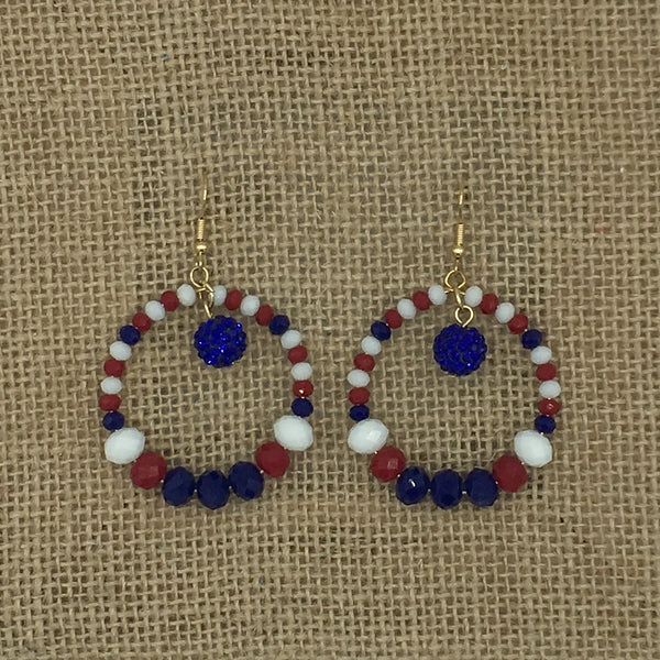 Red/White/Blue Beaded Earrings