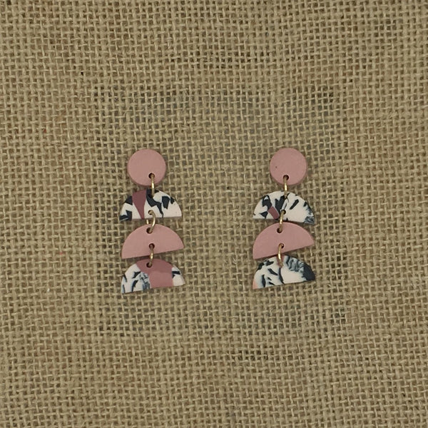 Pink/Black Clay Earrings