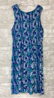 Blue/White/Teal Print Dress (1X)