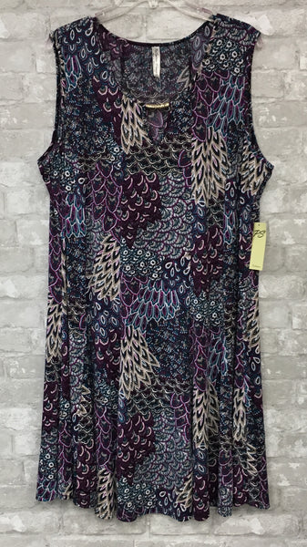 Teal/Purple Print Dress (3X)