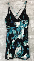Black/Blue/White Floral Dress (Large)