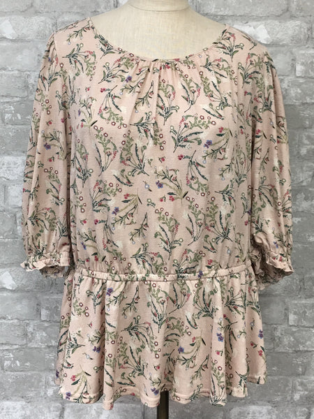 Pink/Green Floral Top (Large)