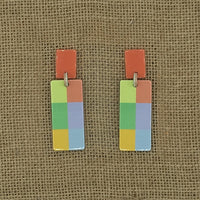 Multicolored Square Earrings