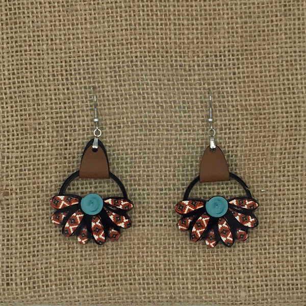 Orange/Blue Flower Earrings