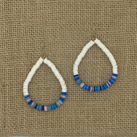 White/Blue Beaded Earrings