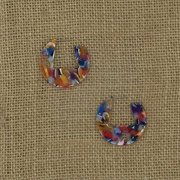 Multicolor/Clear Resin Earrings