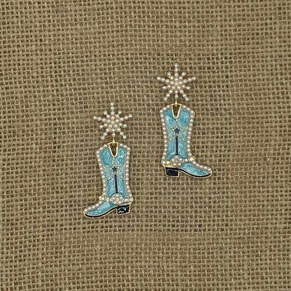 Blue Boot Earrings