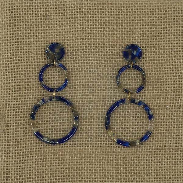 Blue/Tan Earrings