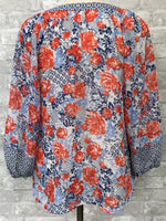 Blue/Red Print Top (Small)
