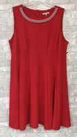 Red/Pearl Trim Dress (18 W)