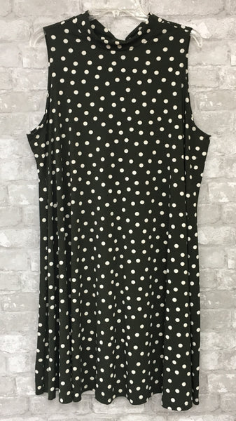 Olive/White Dots Dress (2X)