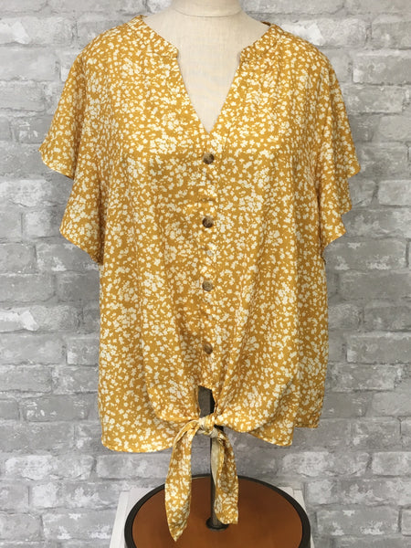 Mustard/White Floral Top (2X)