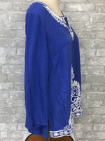 Blue/White Embroidery Top (Medium)