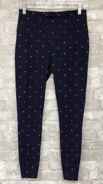 Navy/Pink Hearts Athletic Leggings (Small)