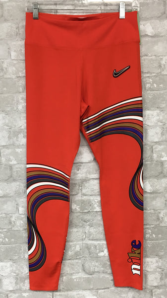 Orange/White/Purple/Gray Athletic Leggings (Large)