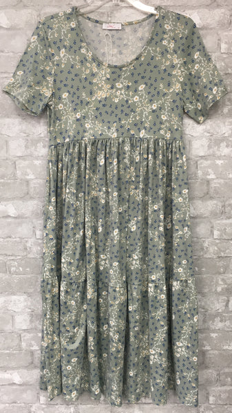 Sage Floral Dress (Small, Medium)