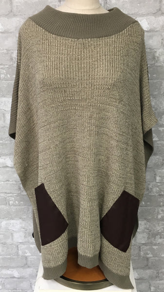 Beige/Brown Poncho (One Size)