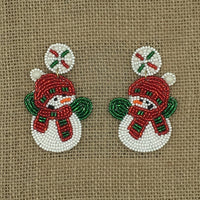 Beaded Snowman Earrings