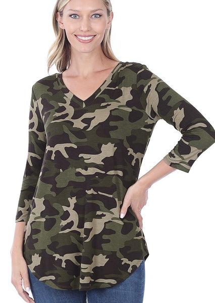 Comfy Camouflage V-Neck Shirt (S, M, L)