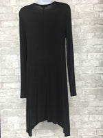 Long-Sleeved Black Dress with Pockets (Medium)