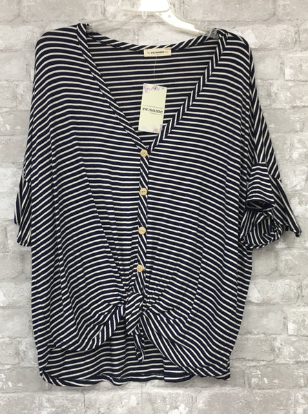 Navy and White Stripe Top (1X)