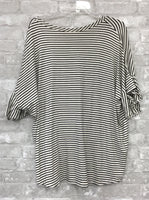 White and Black Stripe Top (XL,1X)