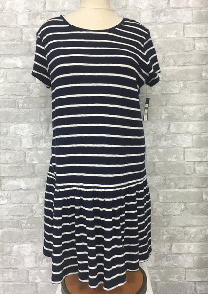Navy and White Striped Dress (P Large)