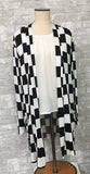 Black and White Check Cardigan with Slouchy Pockets (XL)