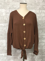 Top with Buttons and Tie, Blue or Brown (LG)