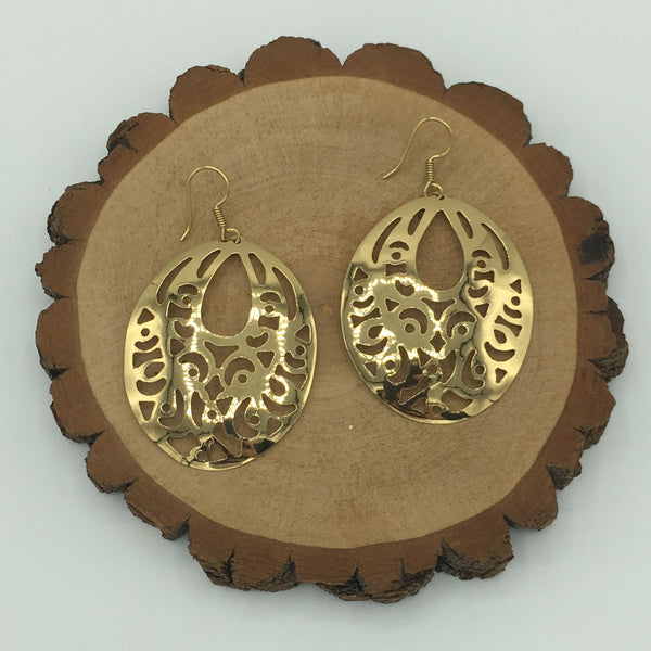 Round Gold-Tone Dangle Earrings by Charles Albert
