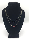 Dainty Red Bead and Silver Layered Necklace