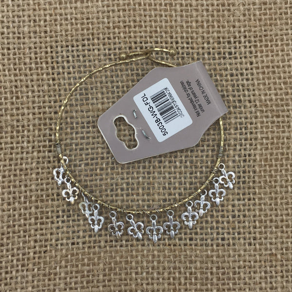 Gold and Silver-Tone Bangle with Charms