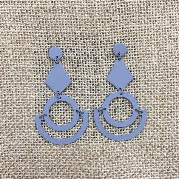 Blue Metal Geometric Dangle Earrings