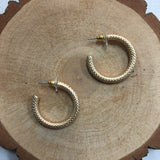 Small Textured Hoops, Gold-Tone