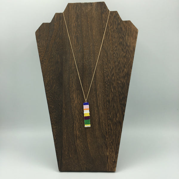 Multicolored Rectangle Gold Necklace