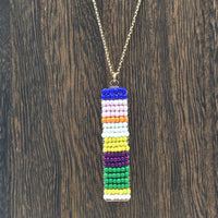 Multicolored Rectangle Gold Necklace