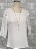 White Stone and Gold Necklace