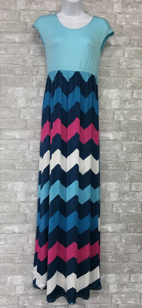 Blue Stripe Maxi Dress (Small)