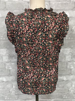 Black/Pink Floral Top (Small)