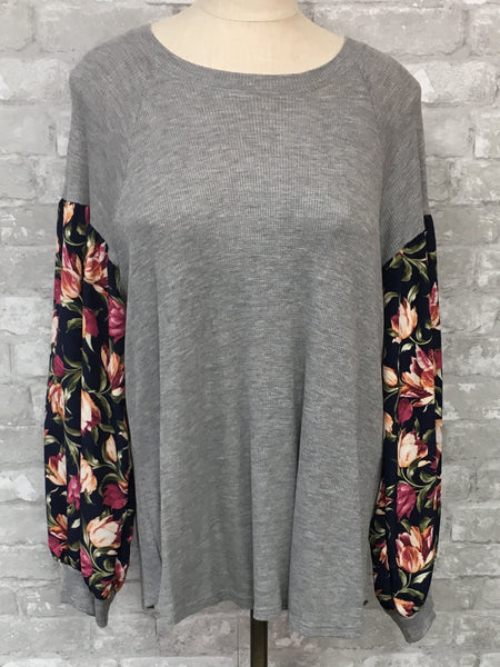 Gray/Blue Floral Top (Small)