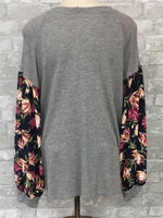 Gray/Blue Floral Top (Small)