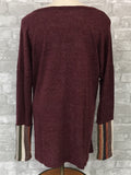 Burgundy/Multicolor Stripe Top (Small, Large)