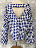 Royal/White Houndstooth Top (Small, Medium, Large)