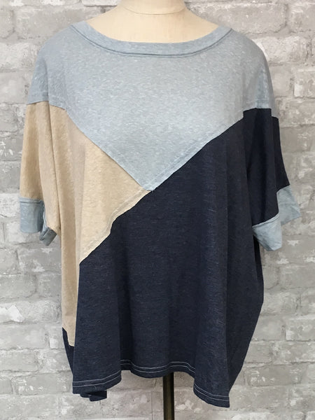 Blue Color Blocked Top (Small, Medium, Large)