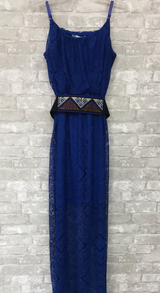 Blue Lace Dress/Belt (Medium)